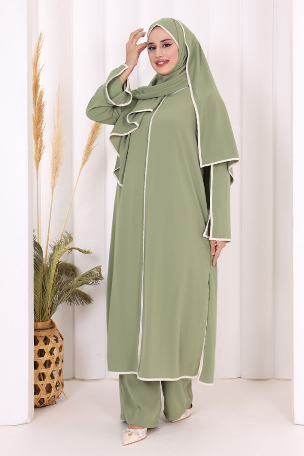 Biyeli Pantolonlu Tunik Takım 8001 Yeşil - 3
