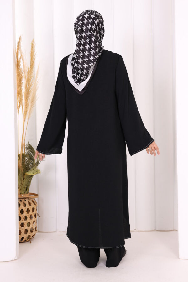 Biyeli Uzun Tunik Pantolon Takım 8005 Siyah - 4
