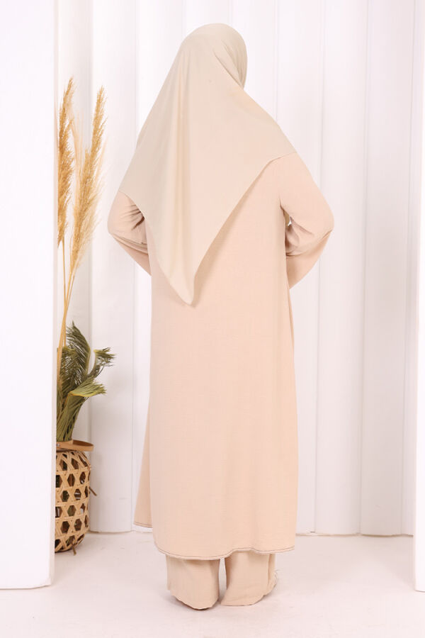 Biyeli Uzun Tunik Pantolon Takım 8005 Taş - 4