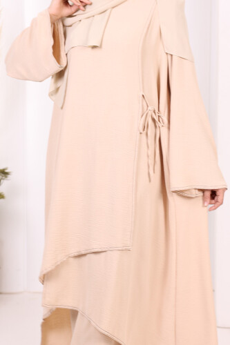 Biyeli Uzun Tunik Pantolon Takım 8005 Taş - 6