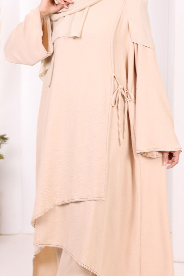 Biyeli Uzun Tunik Pantolon Takım 8005 Taş - 6
