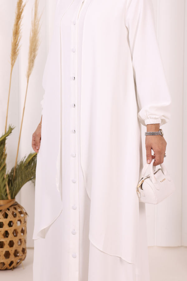 Boydan Düğmeli Elbise 6045 Ekru - 5