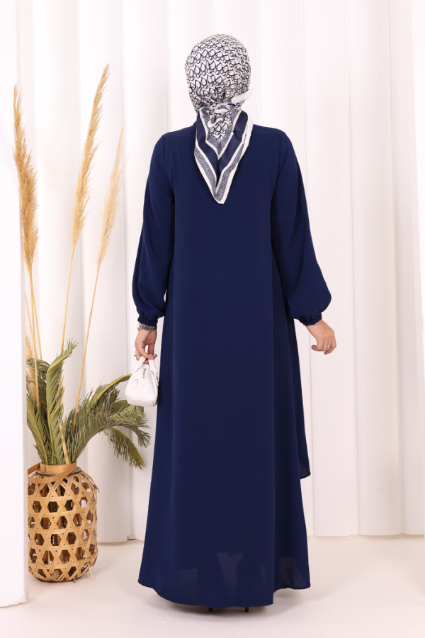 Boydan Düğmeli Elbise 6045 Lacivert - 4