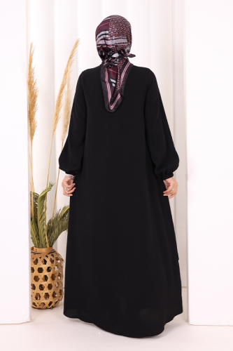 Boydan Düğmeli Elbise 6045 Siyah - 3
