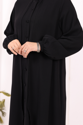 Boydan Düğmeli Elbise 6045 Siyah - 5