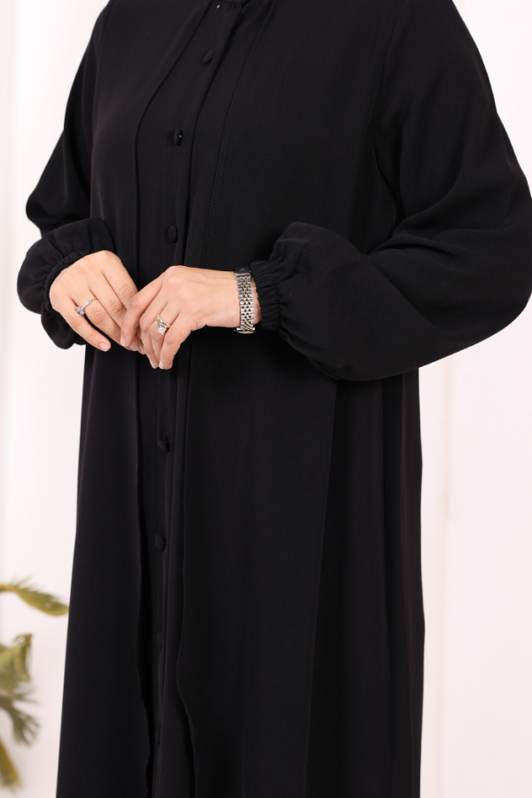 Boydan Düğmeli Elbise 6045 Siyah - 5