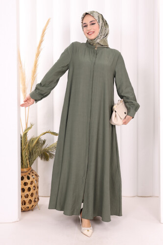 Boydan Düğmeli Elbise 7053 Haki 