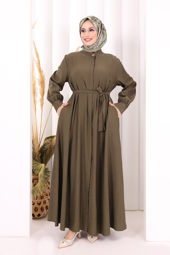 Hac Umre Elbise Boydan Düğmeli 7053 Haki - 1