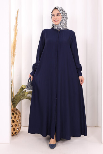 Boydan Düğmeli Elbise 7053 Lacivert