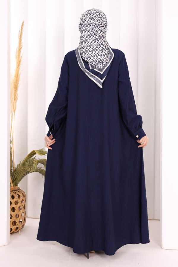 Boydan Düğmeli Elbise 7053 Lacivert - 4