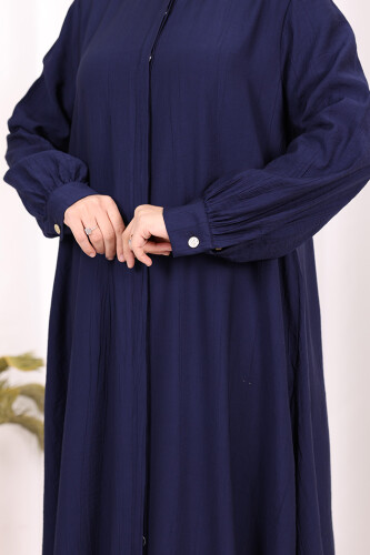 Boydan Düğmeli Elbise 7053 Lacivert - 6