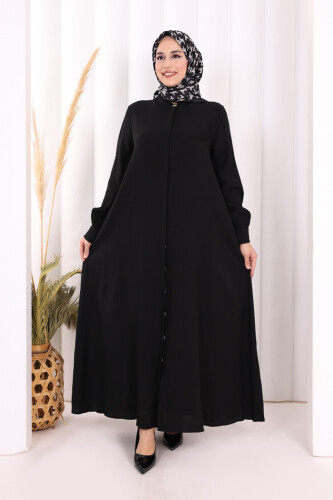 Boydan Düğmeli Elbise 7053 Siyah 