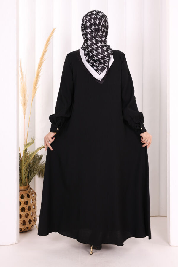 Boydan Düğmeli Elbise 7053 Siyah - 4