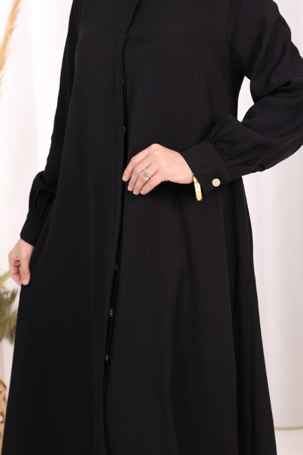 Boydan Düğmeli Elbise 7053 Siyah - 6