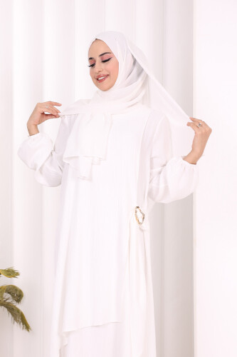 Broş Detaylı Pantolon Takım 8011 Ekru - 5