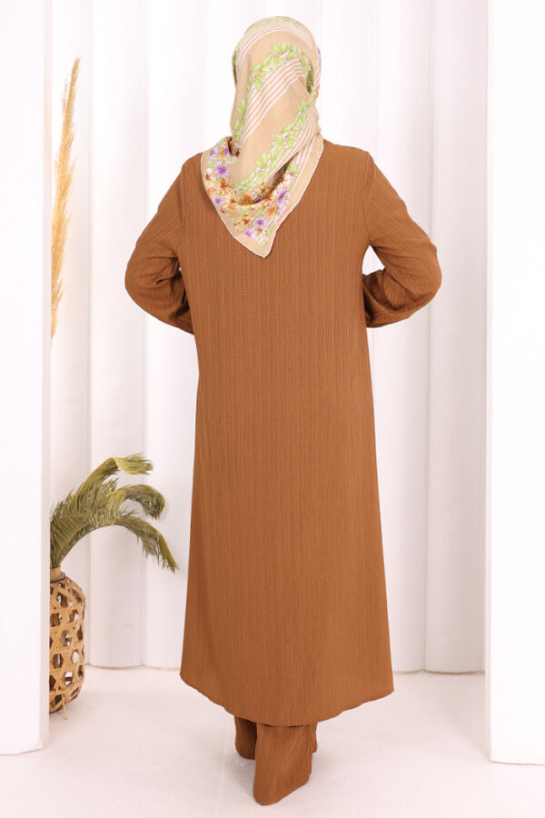 Broş Detaylı Pantolon Takım 8011 Kahverengi - 4