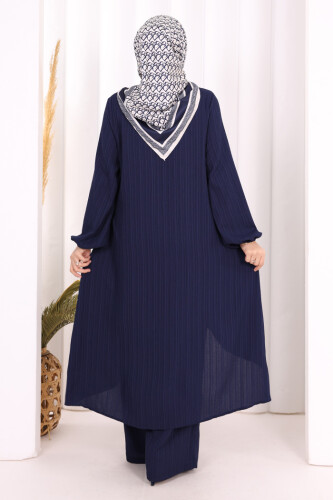 Broş Detaylı Pantolon Takım 8011 Lacivert - 5