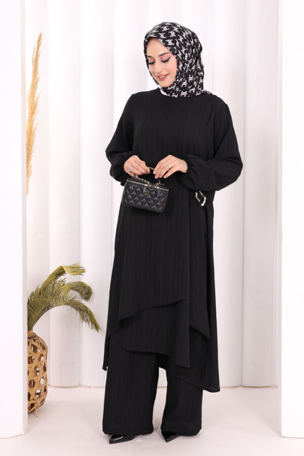 Broş Detaylı Pantolon Takım 8011 Siyah - 2