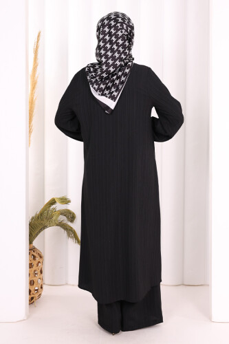 Broş Detaylı Pantolon Takım 8011 Siyah - 5