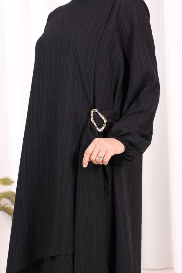 Broş Detaylı Pantolon Takım 8011 Siyah - 7