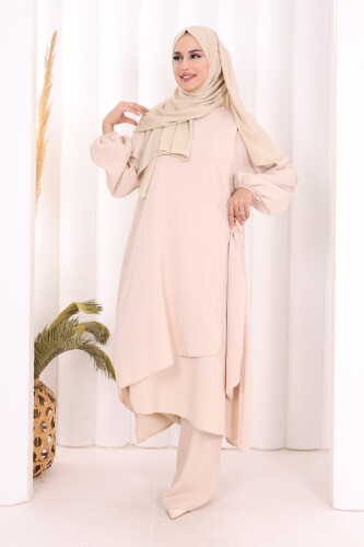 Broş Detaylı Pantolon Takım 8011 Taş - 2