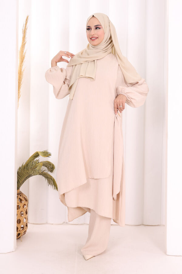 Broş Detaylı Pantolon Takım 8011 Taş - 2