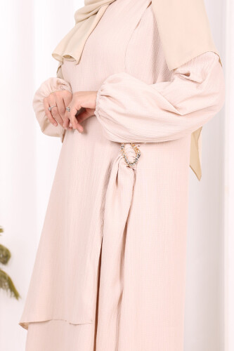 Broş Detaylı Pantolon Takım 8011 Taş - 6