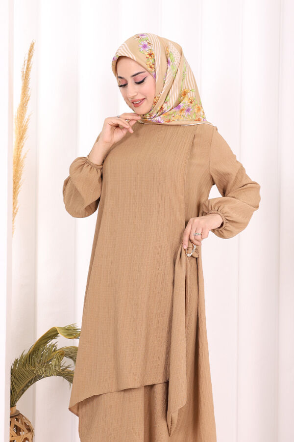 Broş Detaylı Pantolon Takım 8011 Vizon - 5