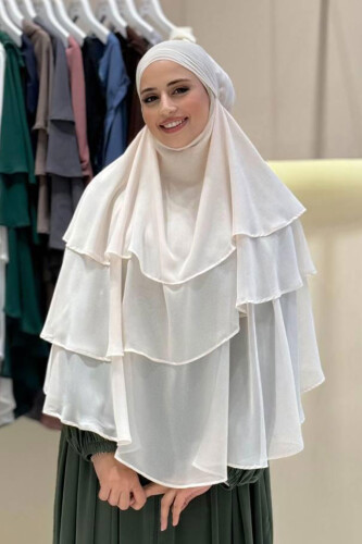 Peçeli 3 Katlı Şifon Sufle Şal 6012 Taş - Bym Fashion
