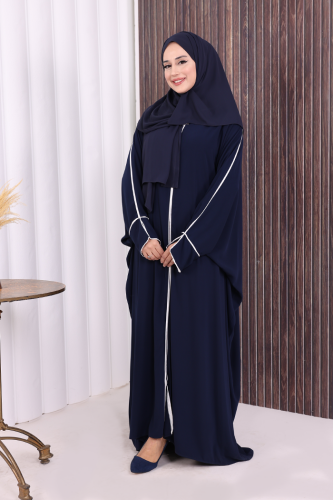 Fermuarlı Yarasakol Ferace 6002 Lacivert - Bym Fashion