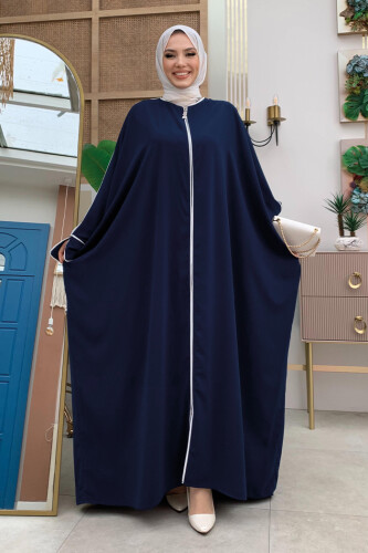 Fermuarlı Yarasakol Ferace 6002 Lacivert - bym fashion