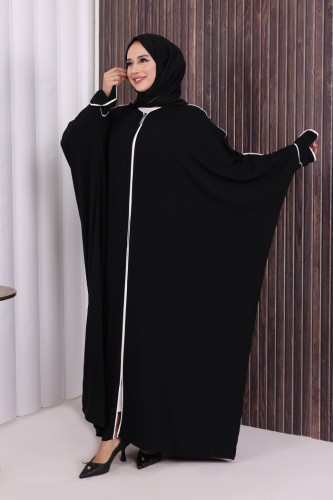 Fermuarlı Yarasakol Ferace 6002 Siyah - 2