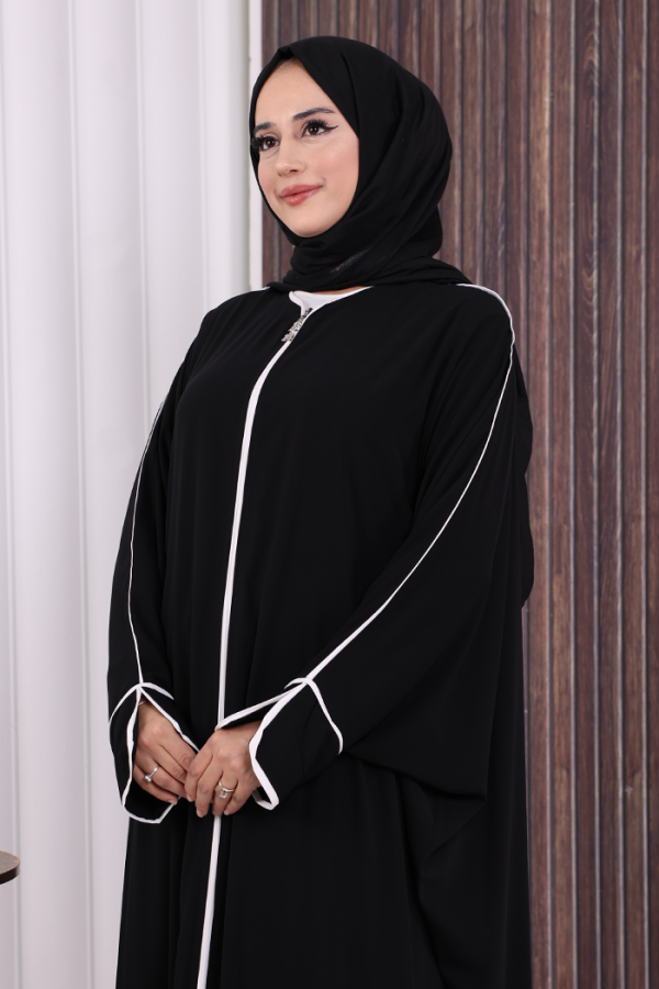 Fermuarlı Yarasakol Ferace 6002 Siyah - 4