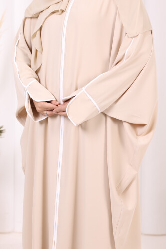 Zippered Batwing Abaya 6002 Stone - 6