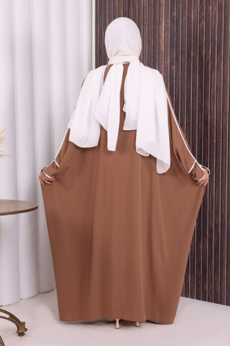 Fermuarlı Yarasakol Ferace 6002 Vizon - 5