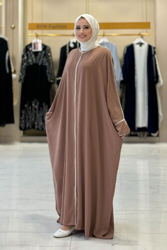 Fermuarlı Yarasakol Ferace 6002 Vizon - 10