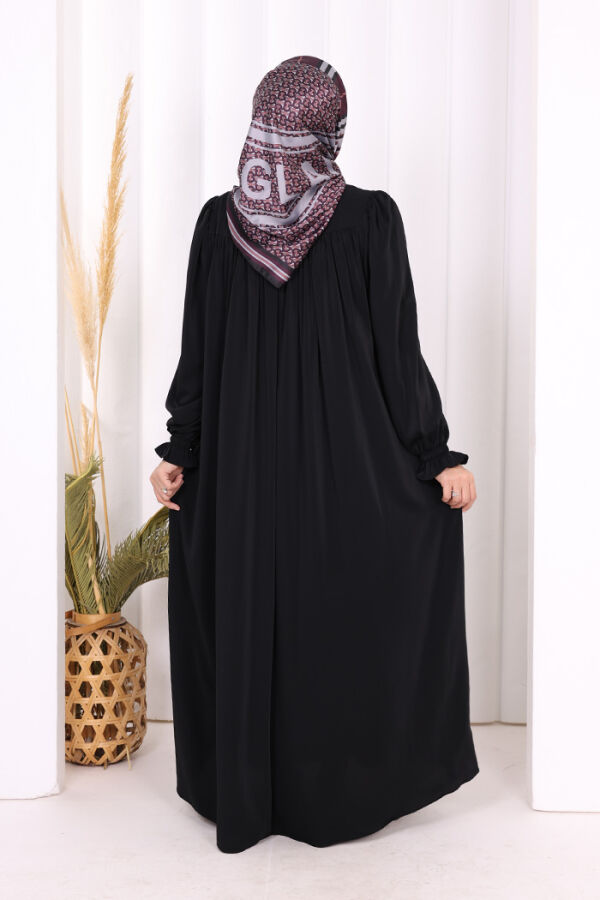 Kol Manşetleri Büzgülü Elbise 6004 Siyah - 4