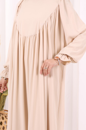 Kol Manşetleri Büzgülü Elbise 6004 Taş - 7