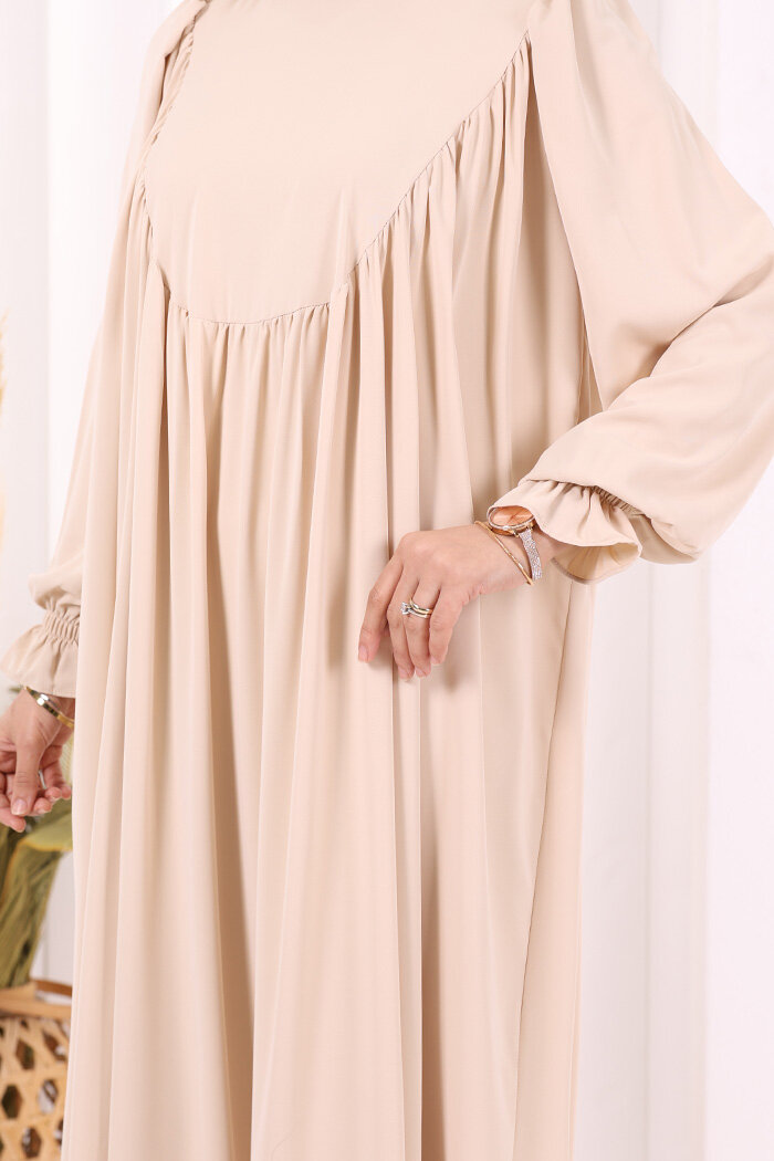 Kol Manşetleri Büzgülü Elbise 6004 Taş - 7