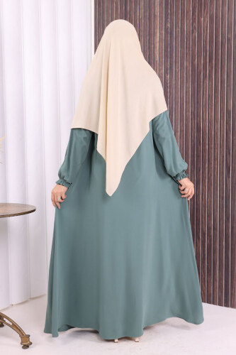 Fermuarlı Kol Manşetleri Büzgülü Mevlana Ferace 6007 Mint - 4