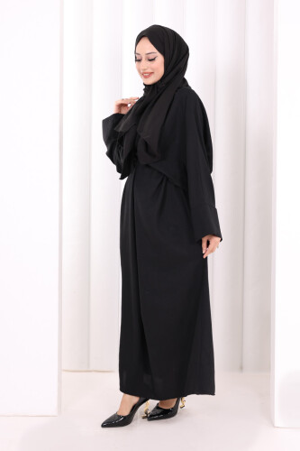 Çapraz Bağlamalı İpli Elbise 6083 Siyah - 2