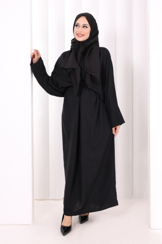 Çapraz Bağlamalı İpli Elbise 6083 Siyah - 3