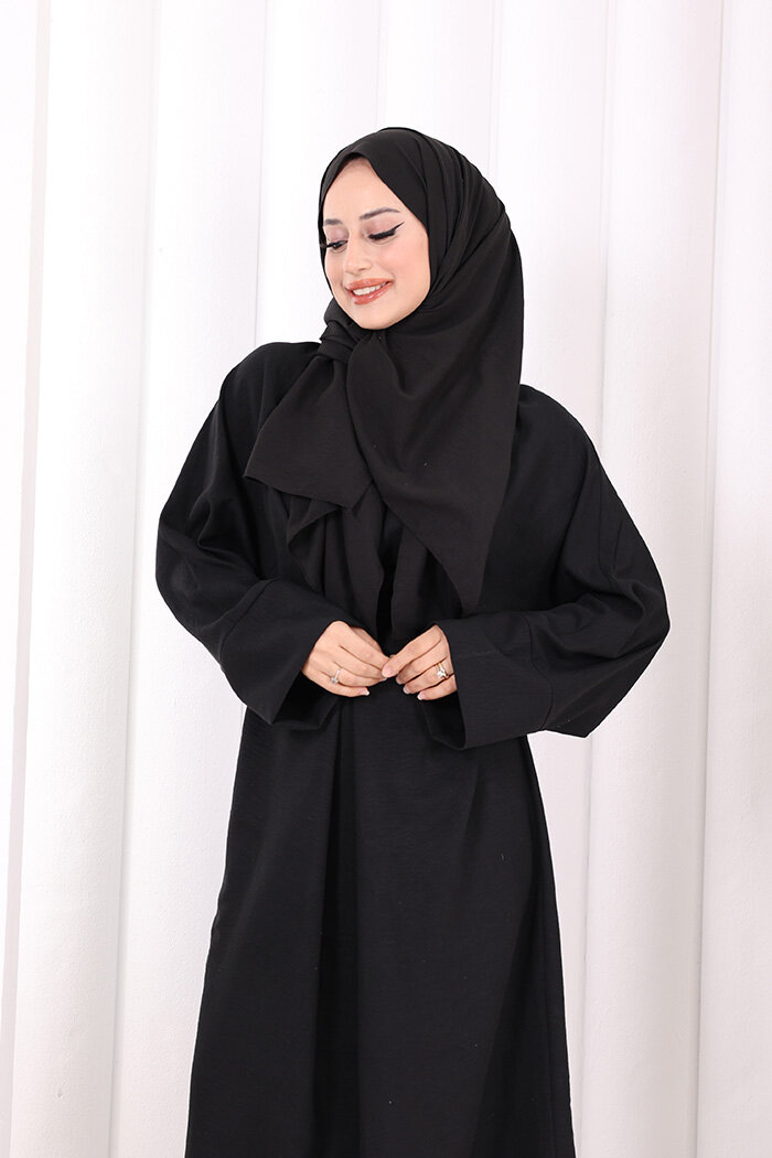 Çapraz Bağlamalı İpli Elbise 6083 Siyah - 6