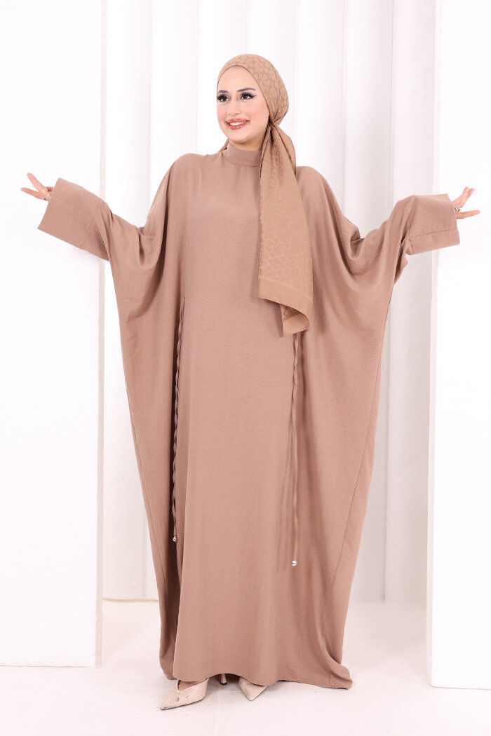 Çapraz Bağlamalı İpli Elbise 6083 Somon - 1