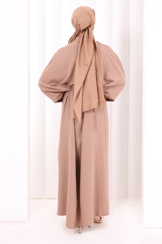 Çapraz Bağlamalı İpli Elbise 6083 Somon - 4