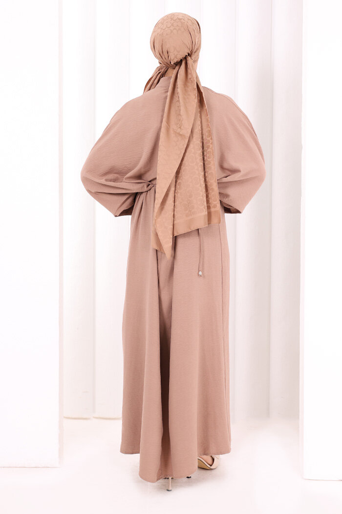 Çapraz Bağlamalı İpli Elbise 6083 Somon - 4