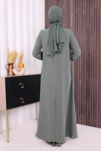 Çapraz Parça Görünümlü İncili Elbise 3879 Mint - 3