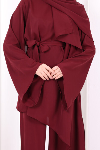 Çapraz Tunik Üçlü Takım 8037 Bordo - 8