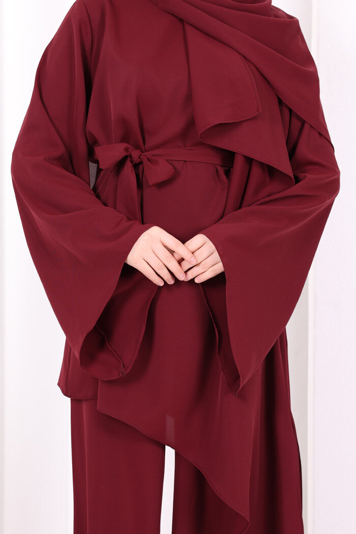 Çapraz Tunik Üçlü Takım 8037 Bordo - 8