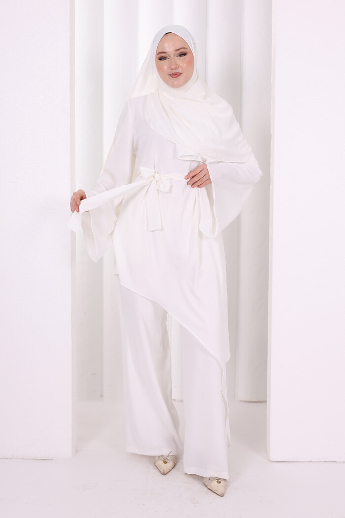 Çapraz Tunik Üçlü Takım 8037 Ekru - 2